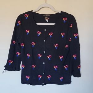 Erin Matthews‎ Vintage Cardigan Lipstick Embroidered Sweater and Tank Set